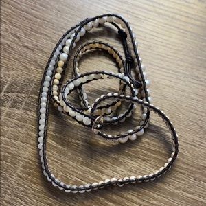 Brown leather, pearl and stone Chan Luu bracelet.